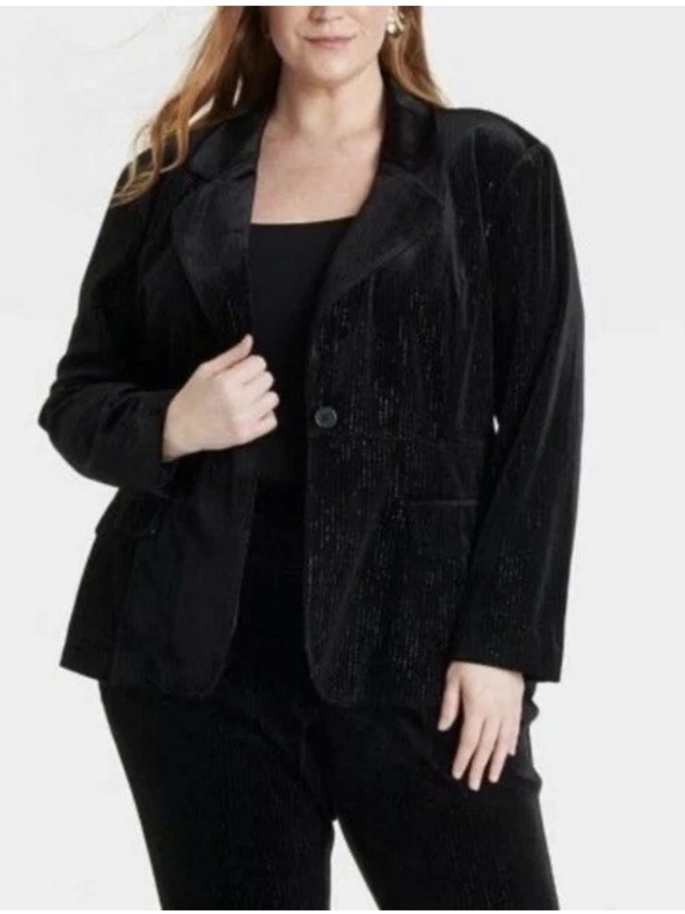 Ava & Viv Black Velvet Blazer Jacket size 2X